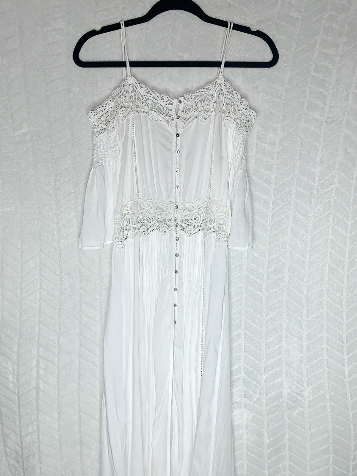 Zara Midi Dress Cold Shoulder Button Front - Xs